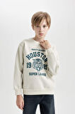 DeFacto Erkek Çocuk Bisiklet Yaka Baskılı Sweatshirt D3030A824WNER117