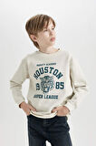 DeFacto Erkek Çocuk Bisiklet Yaka Baskılı Sweatshirt D3030A824WNER117