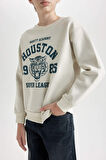 DeFacto Erkek Çocuk Bisiklet Yaka Baskılı Sweatshirt D3030A824WNER117