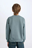 DeFacto Erkek Çocuk Bisiklet Yaka Baskılı Kalın Sweatshirt D3031A824WNGN1249