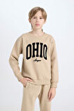 DeFacto Erkek Çocuk Bisiklet Yaka Baskılı Kalın Sweatshirt D3034A824WNBG732