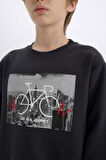 DeFacto Erkek Çocuk Bisiklet Yaka Baskılı Kalın Sweatshirt D3038A824WNAR206