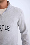 Relax Fit Dik Yaka Kalın Kumaş Sweatshirt