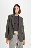 DeFacto Oversize Geniş Kalıp Ceket Yaka Düğmeli Basic Düz Blazer Ceket D5869AX24AUAR58