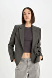 DeFacto Oversize Geniş Kalıp Ceket Yaka Düğmeli Basic Düz Blazer Ceket D5869AX24AUAR58