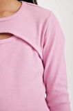 DeFacto Kız Çocuk Slim Fit Dar Kesim Bisiklet Yaka Fitilli Kaşkorse Uzun Kollu Tişört D0705A824AUPN444