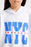 DeFacto Kız Çocuk Oversize Geniş Kalıp Kapüşonlu Baskılı İçi Yumuşak Tüylü Sweatshirt D1566A824WNGR421