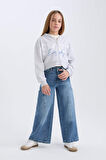 DeFacto Kız Çocuk Baskılı Kapüşonlu İçi Yumuşak Tüylü Fermuarlı Sweatshirt D1569A824WNGR421