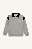 DeFacto Erkek Çocuk 2'li Takım Polo Yaka Baskılı Kalın Sweatshirt Beli Paçası Lastikli Eşofman Altı D3558A824WNGR210