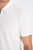 DeFacto Slim Fit Dar Kesim Yarım Fermuarlı Kısa Kollu Krinkıl Beyaz Polo Tişört D6478AX24HSWT34