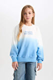 DeFacto Kız Çocuk Oversize Geniş Kalıp Bisiklet Yaka Degrade Baskılı Sweatshirt D2887A824WNBE756