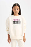 DeFacto Kız Çocuk 2'li Takım Baskılı Kalın Sweatshirt Üst Beli Lastikli Jogger Eşofman Altı D4869A824WNER99