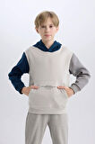 DeFacto Erkek Çocuk Kapüşonlu Cep Baskılı Sweatshirt B4426A8NSBG807