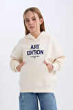 DeFacto Kız Çocuk Oversize Geniş Kalıp Kapüşonlu Baskılı İçi Yumuşak Tüylü Sweatshirt D4296A824WNER233