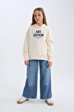 DeFacto Kız Çocuk Oversize Geniş Kalıp Kapüşonlu Baskılı İçi Yumuşak Tüylü Sweatshirt D4296A824WNER233