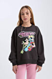 DeFacto Kız Çocuk PowerPuff Girls Oversize Geniş Kalıp Bisiklet Yaka Sweatshirt D2823A824WNAR227
