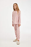 DeFacto Kız Çocuk Pijama Takımı Desenli Uzun Kollu Üst Beli Lastikli Uzun Alt D6318A8NSBR138
