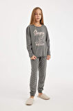 DeFacto Kız Çocuk Pijama Takımı Baskılı Uzun Kollu Üst Beli Lastikli Uzun Alt D6319A8NSAR198