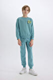 DeFacto Erkek Çocuk 2'li Takım Baskılı Sweatshirt Beli Paçası Lastikli Eşofman Altı D5223A8NSGN1209