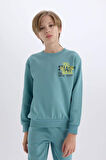 DeFacto Erkek Çocuk 2'li Takım Baskılı Sweatshirt Beli Paçası Lastikli Eşofman Altı D5223A8NSGN1209
