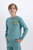 DeFacto Erkek Çocuk 2'li Takım Baskılı Sweatshirt Beli Paçası Lastikli Eşofman Altı D5223A8NSGN1209