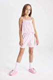 DeFacto Kız Çocuk Pijama Takımı Çizgili Askılı Üst Şort D2079A824SMPN666
