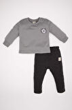 DeFacto Erkek Bebek 2'li Takım Baskılı Sweatshirt Beli Lastikli Jogger Eşofman Altı D2937A524WNGR67