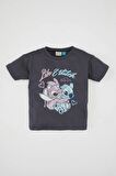 DeFacto Kız Bebek Disney Lilo & Stitch Bisiklet Yaka Kısa Kollu Tişört D2187A524SMAR1