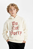DeFacto Erkek Çocuk Oversize Geniş Kalıp Kapüşonlu Yazı Baskılı Sweatshirt D1908A824WNBG759