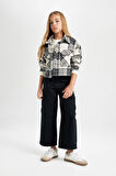 DeFacto Kız Çocuk Wide Leg Kargo Cepli Geniş Bol Paça Pamuklu Siyah Pantolon C8778A824AUBK27