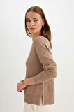 Regular Fit Bisiklet Yaka Basic Triko Kazak