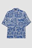 DeFacto Oversize Fit Desenli Kısa Kollu Gömlek C8731AX24SMBE114