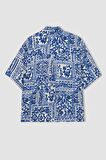 DeFacto Oversize Fit Desenli Kısa Kollu Gömlek C8731AX24SMBE114