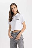 DeFacto Relax Fit Polo Yaka Baskılı Pike Kısa Kollu Tişört C7716AX24SMWT36