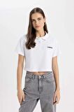 DeFacto Relax Fit Polo Yaka Baskılı Pike Kısa Kollu Tişört C7716AX24SMWT36