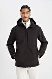 DeFactoFit Softshell Mont Su İtici Rüzgara Karşı Koruyan Kapüşonlu Fermuarlı Cepli A2122AX24AUBK81