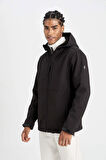 DeFactoFit Softshell Mont Su İtici Rüzgara Karşı Koruyan Kapüşonlu Fermuarlı Cepli A2122AX24AUBK81