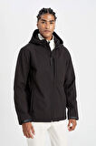 DeFactoFit Softshell Mont Su İtici Rüzgara Karşı Koruyan Kapüşonlu Fermuarlı Cepli A2122AX24AUBK81