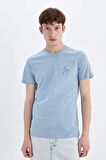 DeFacto Slim Fit Bisiklet Yaka Baskılı Kısa Kollu Tişört C3946AX24SMBE524