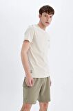 DeFacto Slim Fit Bisiklet Yaka Baskılı Kısa Kollu Tişört C3947AX24SMBG700