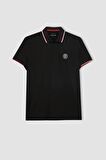 DeFactoFit Standart Fit Baskılı Kısa Kollu Sporcu Ağır Kumaş Polo Tişört C1749AX24SMBK81
