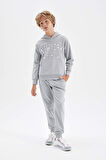 DeFacto Erkek Çocuk 2'li Takım Kapüşonlu Kanguru Cepli Baskılı Sweatshirt Üst Jogger Eşofman Altı C8319A824AUGR91