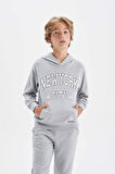 DeFacto Erkek Çocuk 2'li Takım Kapüşonlu Kanguru Cepli Baskılı Sweatshirt Üst Jogger Eşofman Altı C8319A824AUGR91