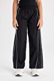 DeFacto Kız Çocuk Wide Leg Geniş Bol Paça Beli Lastikli Siyah Pantolon C8775A824AUBK27