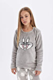 Kız Çocuk Looney Tunes Regular Fit  Uzun Kollu Üst Uzun Alt Pelüş Pijama Takımı