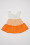 DeFacto Kız Bebek Kısa Kollu Keten Görünümlü Elbise C7243A524SMOG143