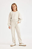 DeFacto Kız Çocuk 2'li Takım Bisiklet Yaka Basic Düz Sweatshirt Jogger Eşofman Altı C8294A824AUBG588