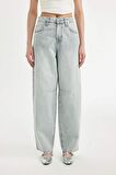 DeFacto Baggy Fit Yüksek Bel Uzun Jean Yıkamalı Pantolon D0192AX24HSNM55
