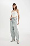 DeFacto Baggy Fit Yüksek Bel Uzun Jean Yıkamalı Pantolon D0192AX24HSNM55