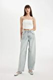 DeFacto Baggy Fit Yüksek Bel Uzun Jean Yıkamalı Pantolon D0192AX24HSNM55